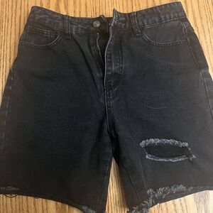 Men's Black Distressed Denim Shorts